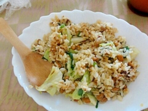 めんつゆで簡単納豆炒飯　チャーハン